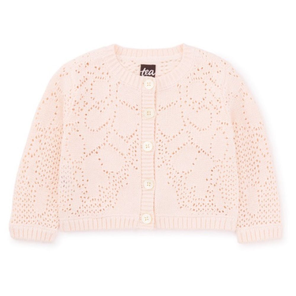 Tea Collection Girls Knit Lace Cardigan Sweater Pink Size 6-9 Months